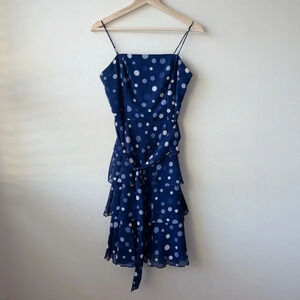 UNBRANDED| POLKA DOT  BLUE STRAP MIDI DRESS